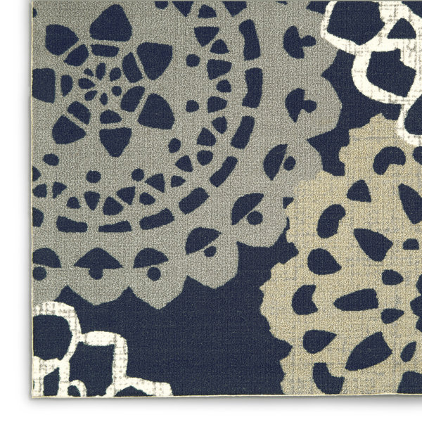 Bungalow Rose N' Shade Floral Blue/Grey Outdoor Area Rug & Reviews